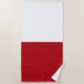 Custom Tomato Red & White Split Beach Towel ビーチタオル (正面)