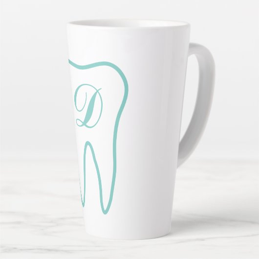 Custom tooth logo latte mug for dentist カフェラテマグ (右アングル)