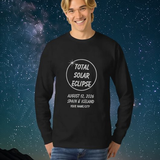 Custom Total Solar Eclipse 2026 Spain Iceland Tシャツ
