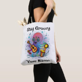 Custom Tote Bag | Retro Octopus | Name & Text トートバッグ (クローズアップ)