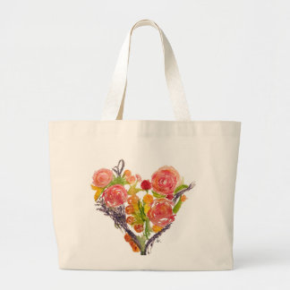 Custom Tote Bag  with watercolor heart ラージトートバッグ
