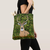 Custom tote bag with whitetail design トートバッグ (クローズアップ)