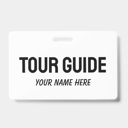 Custom tour guide name badge with clip or string バッジ (正面)
