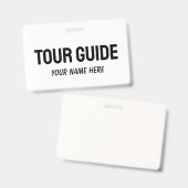 Custom tour guide name badge with clip or string バッジ (正面＆裏面)