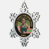 Custom Track & Field Photo High School Runner スノーフレークピューターオーナメント (右)