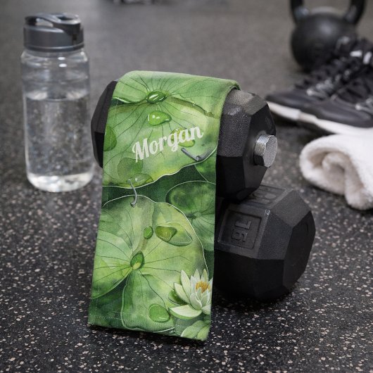 Custom Tranquil Watercolor Pond | Lotus Art Sports ハンドタオル