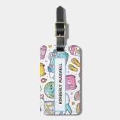 Custom Travel Doodle Luggage Tag Fun Design ラゲッジタグ (正面縦)