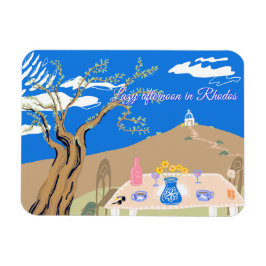 Custom Travel Greek afternoon olive tree scenery  マグネット