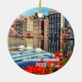 Custom Travel Photo Christmas Tree セラミックオーナメント (裏面)