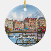 Custom Travel Photo Christmas Tree セラミックオーナメント (裏面)