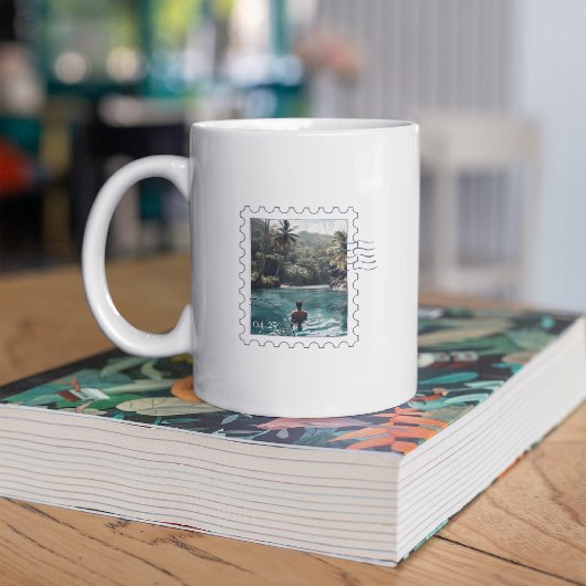 Custom Travel Stamp Photo Memory Mug コーヒーマグカップ