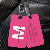 Custom Traveler Pink Initial Name Monogram ラゲッジタグ