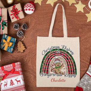 Custom Trendy Christmas Wishes Gingerbread Kisses トートバッグ