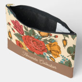 Custom trendy classic botanical pattern Brown アクセサリーポーチ (見開き)