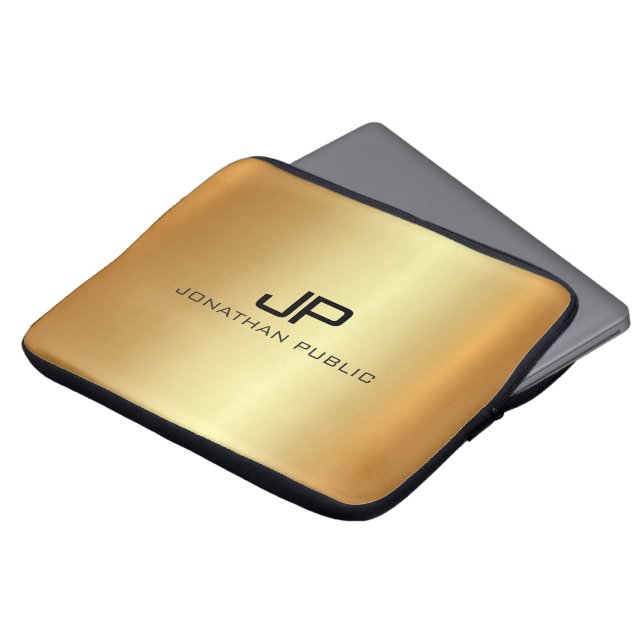 Custom Trendy Elegant Modern Luxe Template Gold ラップトップスリーブ (正面上部)