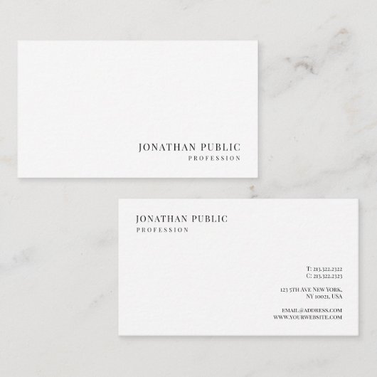 Custom Trendy Modern Elegant Simple Professional 名刺 (正面/裏面)
