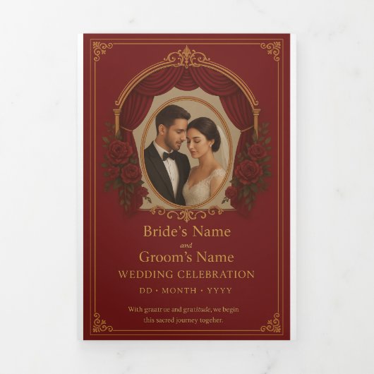 Custom Trifold Letter Fold Invitation, Size: 5" x 三つ折り招待状 (カバー)