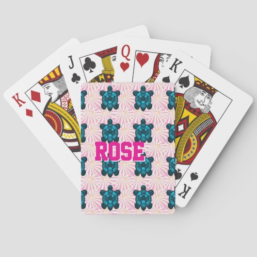 Custom Tropical Turtle Floral Pattern Seamless  トランプ (裏面)