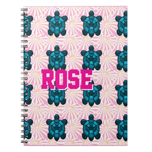 Custom Tropical Turtle Floral Pattern Seamless  ノートブック (正面)