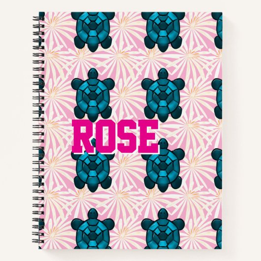Custom Tropical Turtle Floral Pattern Seamless  ノートブック (正面)