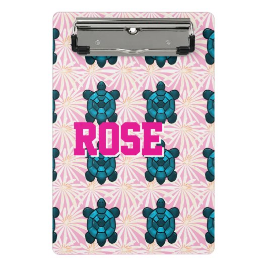 Custom Tropical Turtle Floral Pattern Seamless  ミニクリップボード (正面)