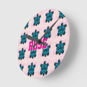 Custom Tropical Turtle Floral Pattern Seamless  ラウンド壁時計 (傾斜)