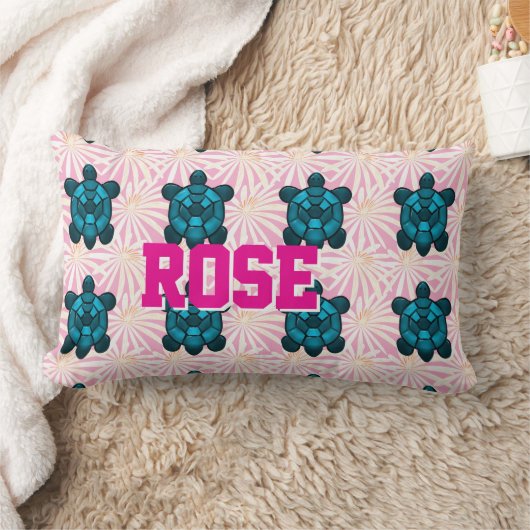 Custom Tropical Turtle Floral Pattern Seamless  ランバークッション (ブランケット)