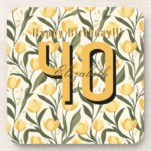 Custom Tulip Flower 70Th Birthday コースター (正面)