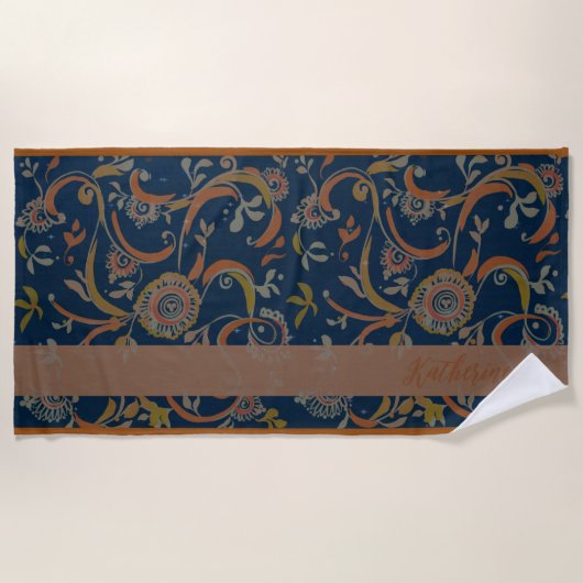 CUSTOM Tumeric + Ginger Swirl Motif  ビーチタオル (正面)