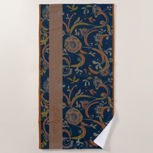 CUSTOM Tumeric + Ginger Swirl Motif  ビーチタオル (正面)