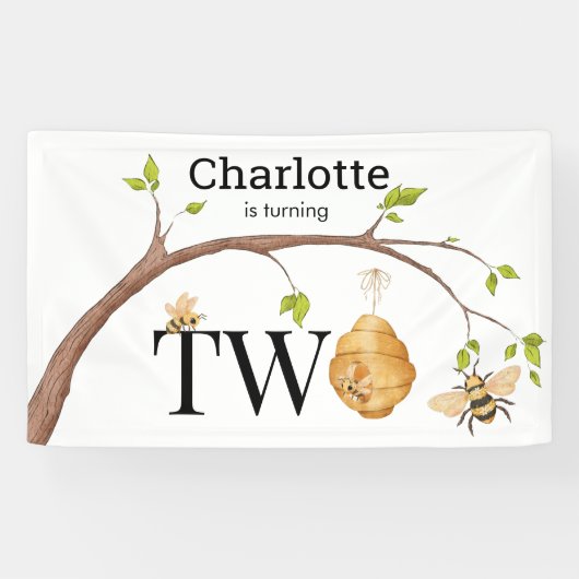 Custom Turning Two Beehive Birthday Party 横断幕 (横)