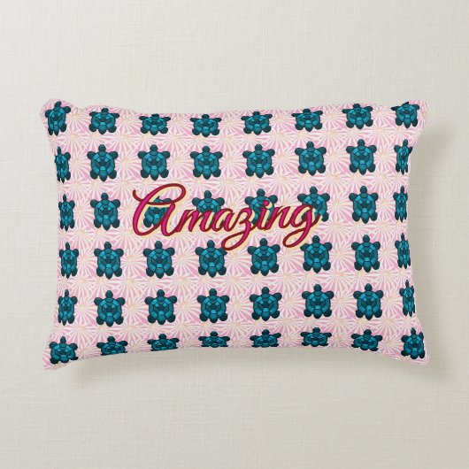 Custom turtle pattern Sherpa Blanket アクセントクッション (正面)