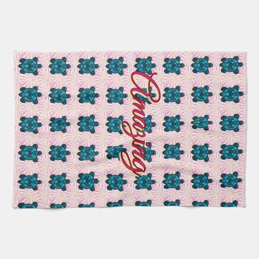 Custom turtle pattern Sherpa Blanket キッチンタオル (横)