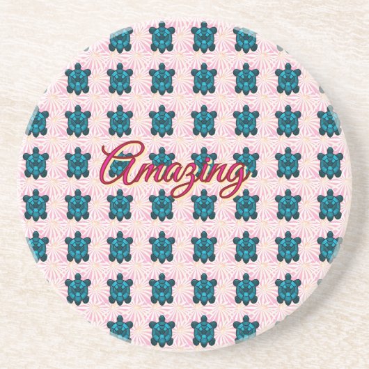 Custom turtle pattern Sherpa Blanket コースター (正面)