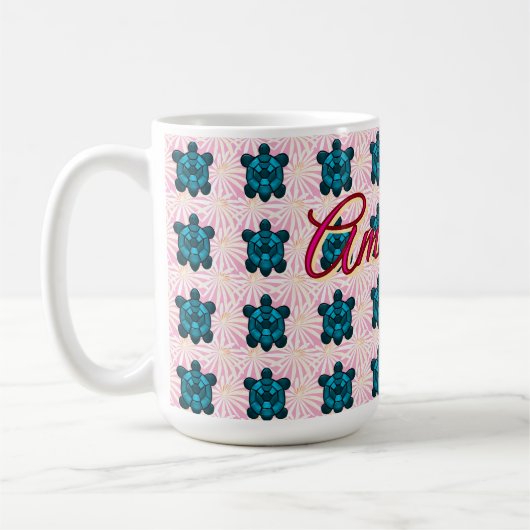 Custom turtle pattern Sherpa Blanket コーヒーマグカップ (左)