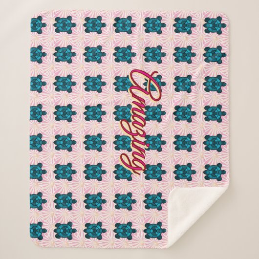 Custom turtle pattern Sherpa Blanket シェルパブランケット (正面)