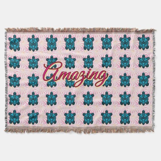 Custom turtle pattern Sherpa Blanket スローブランケット (正面)