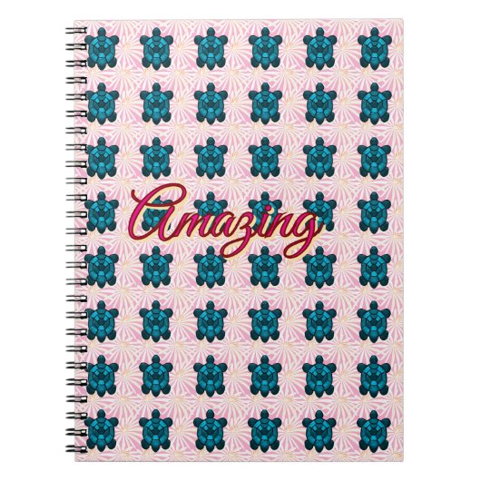 Custom turtle pattern Sherpa Blanket ノートブック (正面)