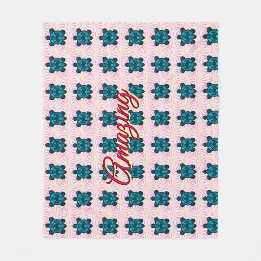 Custom turtle pattern Sherpa Blanket フリースブランケット (正面)