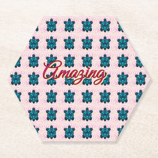 Custom turtle pattern Sherpa Blanket ペーパーコースター (正面)