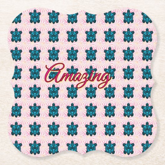 Custom turtle pattern Sherpa Blanket ペーパーコースター (正面)