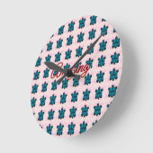 Custom turtle pattern Sherpa Blanket ラウンド壁時計 (傾斜)