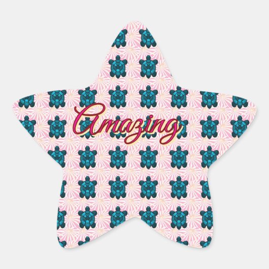 Custom turtle pattern Sherpa Blanket 星シール (正面)