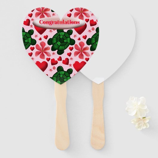 Custom turtle pattern  wrapping paper ハンドファン (正面&裏面)