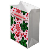 Custom turtle pattern  wrapping paper ミディアムペーパーバッグ (正面アングル)