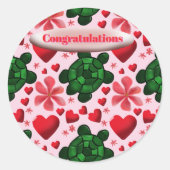 Custom turtle pattern  wrapping paper ラウンドシール (正面)