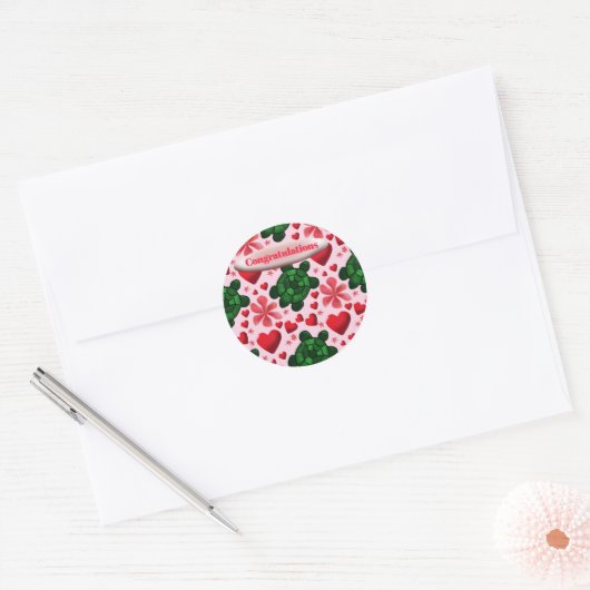 Custom turtle pattern  wrapping paper ラウンドシール (封筒)