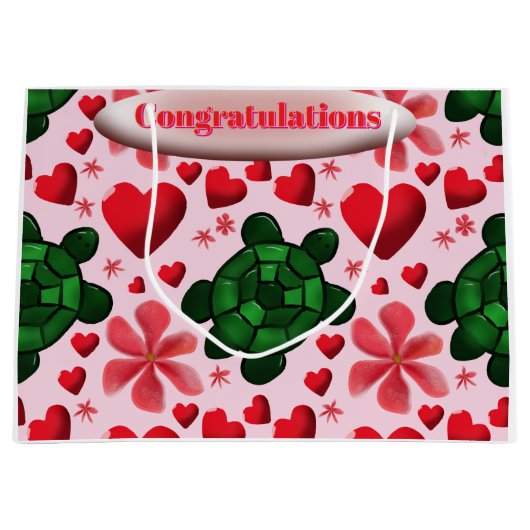 Custom turtle pattern  wrapping paper ラージペーパーバッグ (正面)