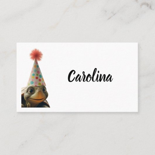 Custom turtle with party hat place setting プレイスカード (正面)