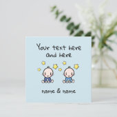 Custom Twin Baby Boys Congratulations w. Names, カード (スタンド正面)